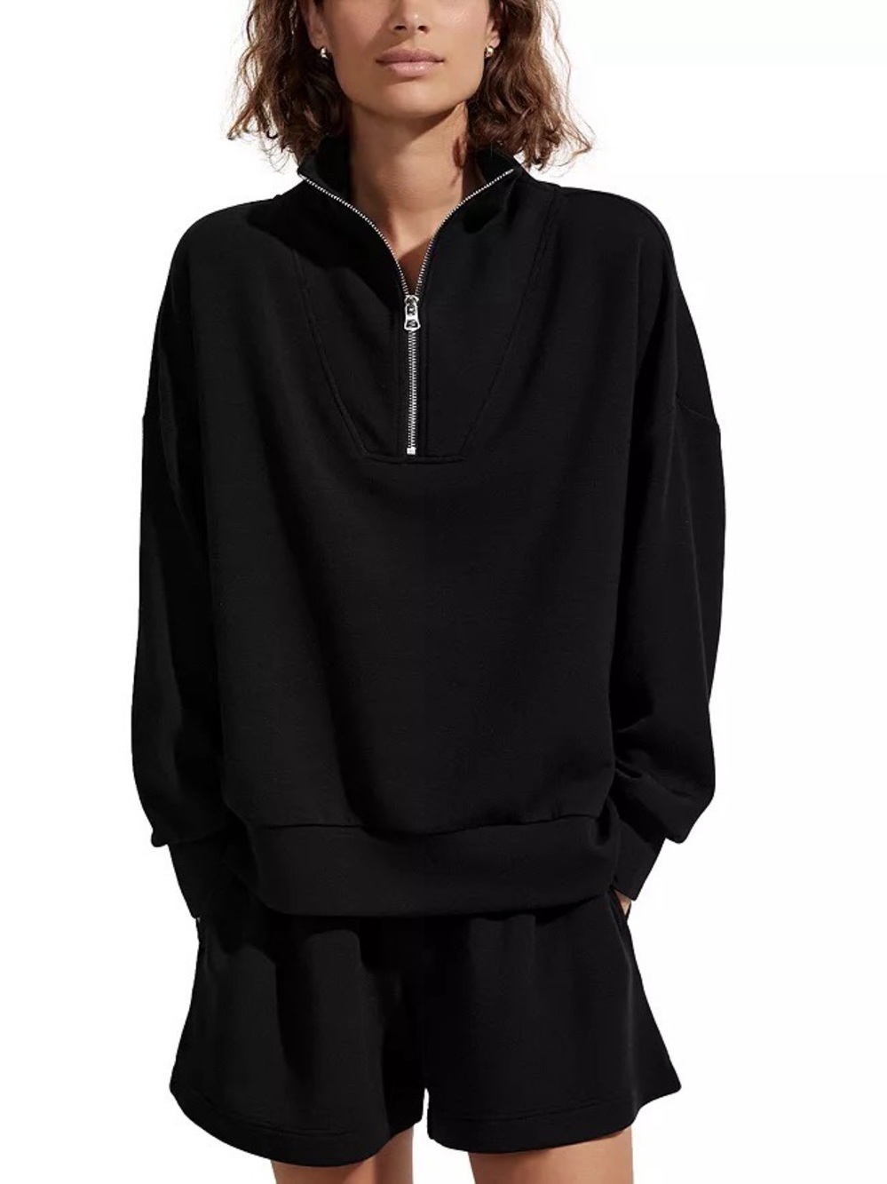 Varley Hawley Half Zip Sweatshirt Black sz XL
